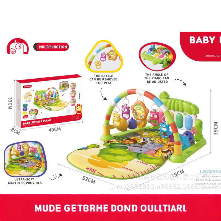 Venta caliente transfronteriza estante de fitness para bebés música toallito de peluche 0-36 meses bebé recién nacido piano con barandilla