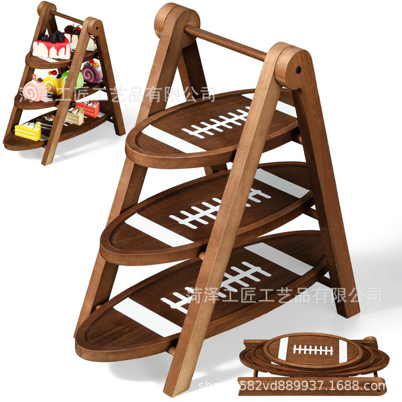 Soccer Shape Serving Tray Wooden Oval Deli Tray Reusable Party Serving Tray Dessert Tray