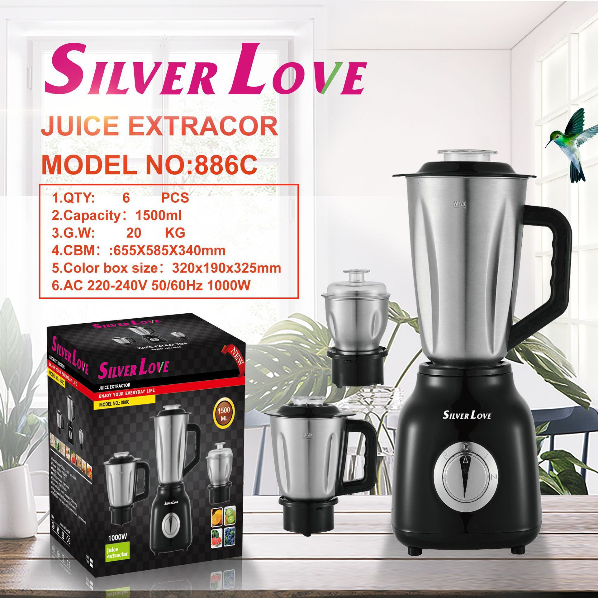 Exportación de comercio exterior mezcladora eléctrica multifuncional mezcladora doméstica pequeña molinadora molinadora de jugo