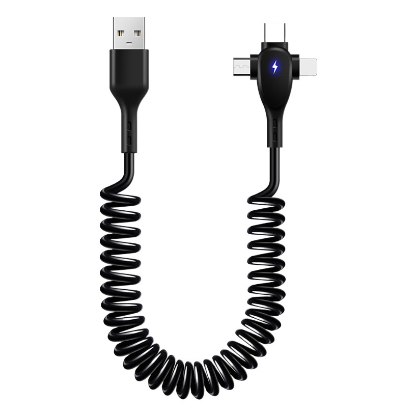 TypeC coche Android un minuto tres cable de carga rápida 66W súper rápido carga T-tipo cable de datos de primavera adecuado para Apple