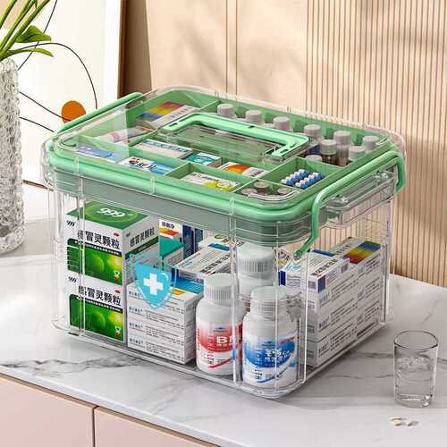 Multi-layer Medicine Box Home Use First Aid Box Large Capacity Medicine Storage Box Transparent Large Medical Emergency Medicine Box