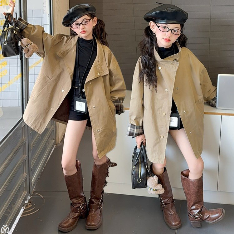 女童风衣外套秋装2025新款儿童韩版英伦风外衣中大童中长款上衣潮|undefined