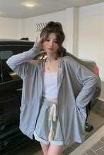 冰丝防晒衣服女2024夏季薄款宽松百搭冰凉垂感连帽开衫外套罩衫潮