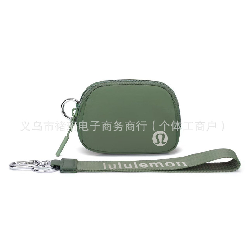 Lululemon Same Style Mini Coin Purse with Lanyard, Portable Card Holder, Key Storage Bag, Simple and Stylish Wristlet Bag