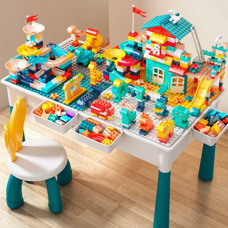 Mesa de bloques para niños granos juguetes de ensamblaje puzzle 3 - 6 años de niños multifuncional puzzle estereoscópico para niñas
