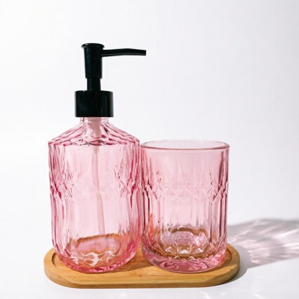 Cross-Border Glass Hand Sanitizer Bottle with Diamond Pattern, Shower Gel and Body Lotion Refillable Bottle, High-End Glass Bottle Three-Piece Set Cross-Border Glass Hand Sanitizer Bottle with Diamond Pattern, Shower Gel and Body Lotion Refillable Bottle, High-End Glass Bottle Three-Piece Set