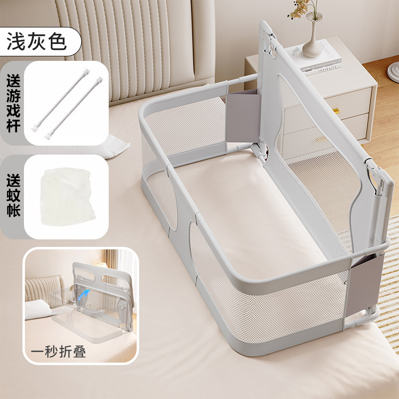 Cama de cuna a prueba de presión de apartamento pequeño, cama media, cerca de bebé recién nacido, valla protectora, cama de bebé móvil T plegable
