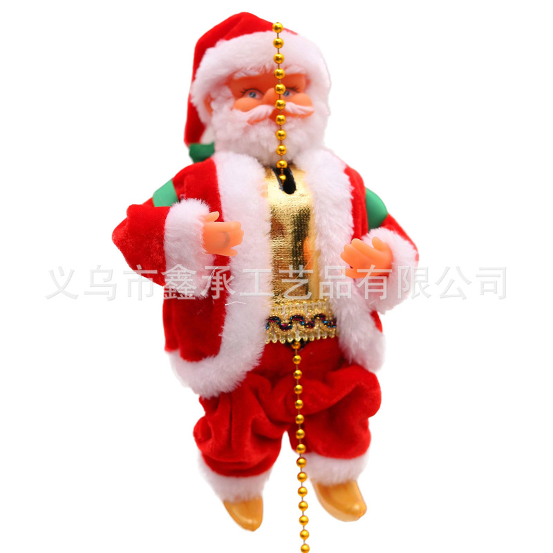 ビーズ登り電動音楽サンタクロースはしご鹿引き車創意クリスマスプレゼントクリスマス装飾置物|undefined
