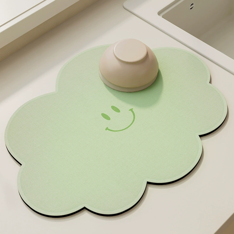 Чужой макарон сплошной цвет диатомовой грязи кухонный слитый коврик для посуды, столовая посуда, столовая подушка, столовая столовая чайная чашка, впитывающая коврик