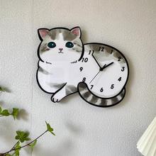 小猫咪卡通创意个性装饰挂墙时钟挂钟猫咖幼儿园客厅儿童房钟表