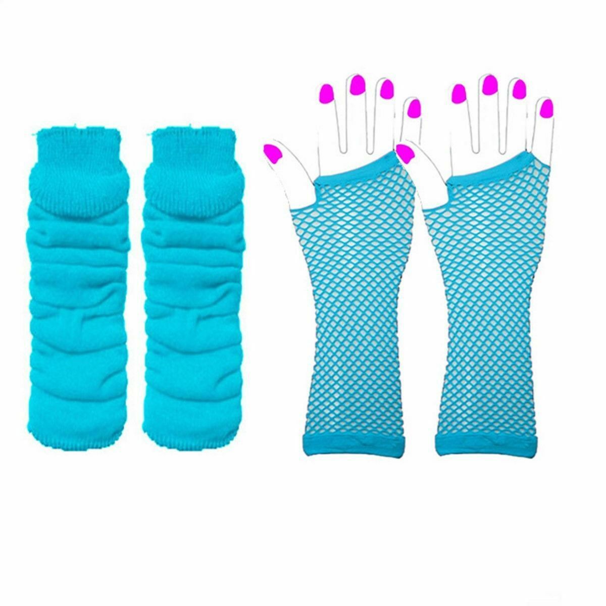 1980 solo partido vestido de cuatro colores neón collar pulsera Lightning pendientes red pesca guantes pierna calcetines seis traje