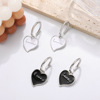 Fashionable retro earrings with letters, removable accessory, Korean style, simple and elegant design