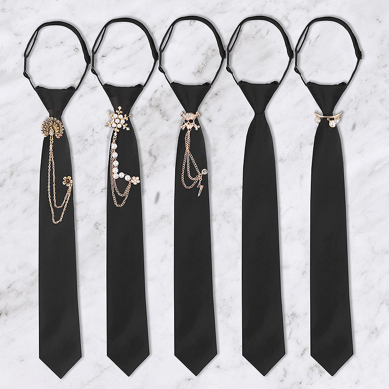 6CM Lazy Tie with Adjustable Rope Buckle Tie for Business Work Clothes Group Knot-Free Jk Style Tie