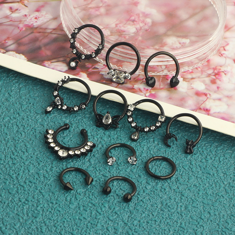 304 Stainless Steel Material 1 Set Nose Rings & Studs Simple Style Classic Style Solid Color 304 Stainless Steel Plating Nose Rings & Studs Nose Pin