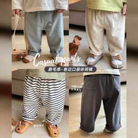婴童春款多色卷边口袋运动裤幼儿园时尚长裤幼童休闲裤子