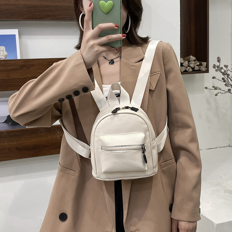High-capacity Leisure bag 2021 New soft in autumn PU Backpack fashion Campus Trend Solid knapsack