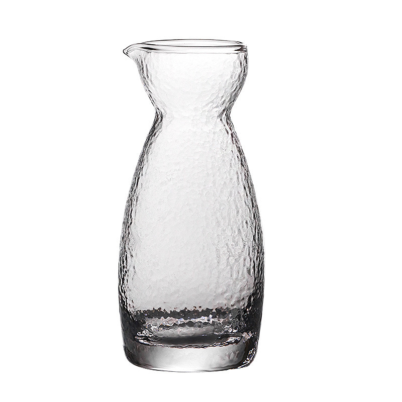 Juego de vino de sake con patrón de martillo japonés, vino de arroz de vidrio para el hogar, vino tibio, copa de sake, jarra de vino caliente, taza de vino pequeña al por mayor