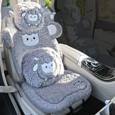 plush seat pad, winter wool: Wool pad - light-gray-luxurious-single-seatthick-lamb-fleece-super-warm-non-slip-and-durable