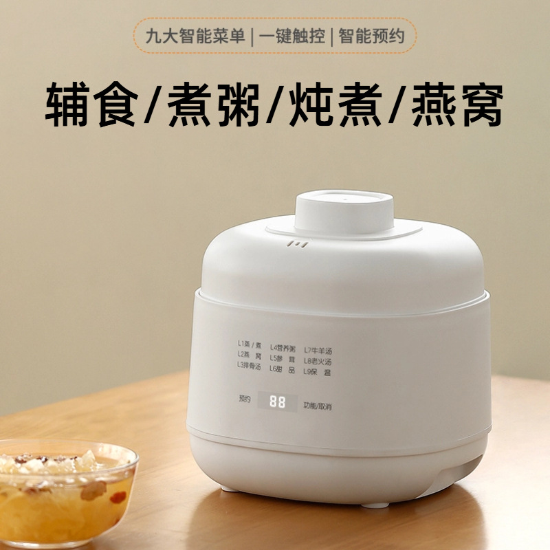 Jiuyi Electric Stew Pot for Water-Bath Cooking, Porridge, Soup, Bird's Nest, Ceramic Electric Stew Pot, Clay Pot for Soup, Health-Preserving Pot for Home Use