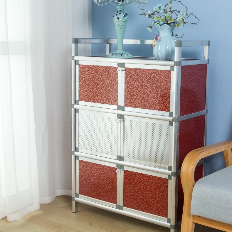 Gabinete de aleación de aluminio simple armario de almacenamiento estante de almacenamiento armario de cocina encimera armario de cocina palillos estante de almacenamiento armario doméstico