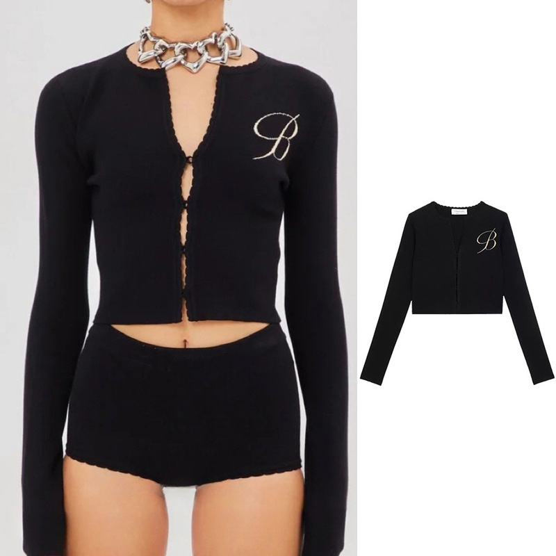 Blum@Rin* Niche Design French-Style High-End Lace Embroidered Waffle Knit Button-Up Cardigan for Women