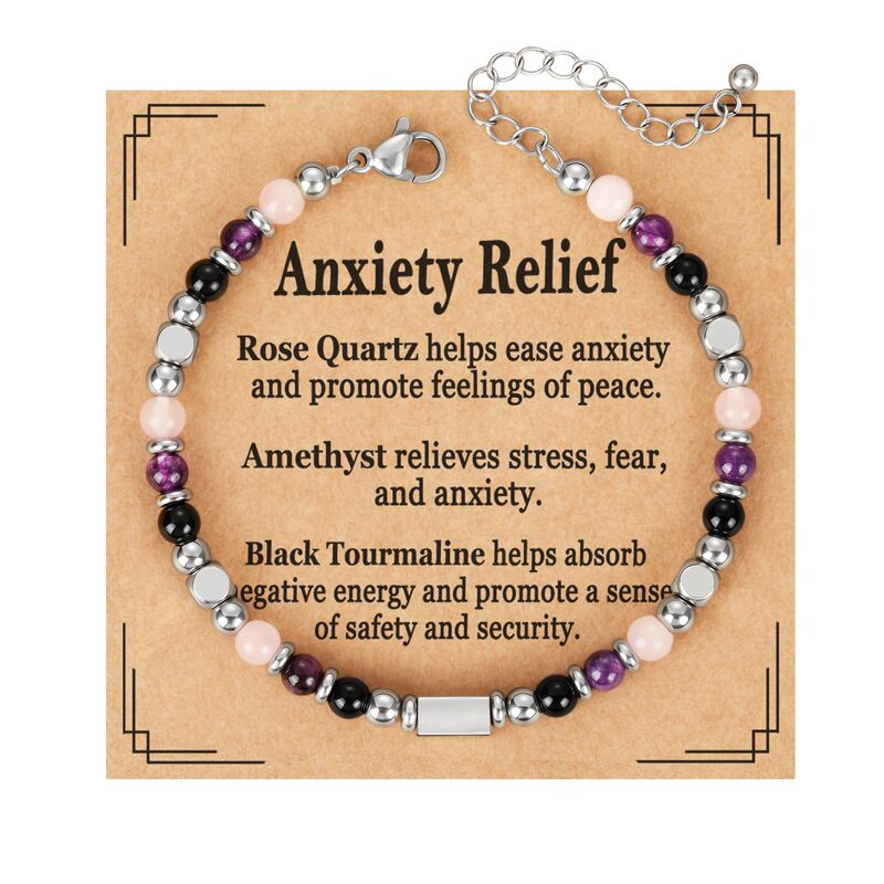 New Cross-Border Natural Crystal Bracelets to Relieve Anxiety, Amethyst, Tiger's Eye, Pink Crystal, a Fashionable Gift for Women to Wear