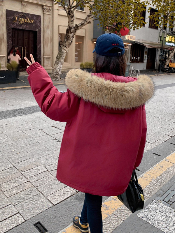 2025年毛领工装棉服女冬季加厚宽松保暖派克服短款韩版外套男|undefined