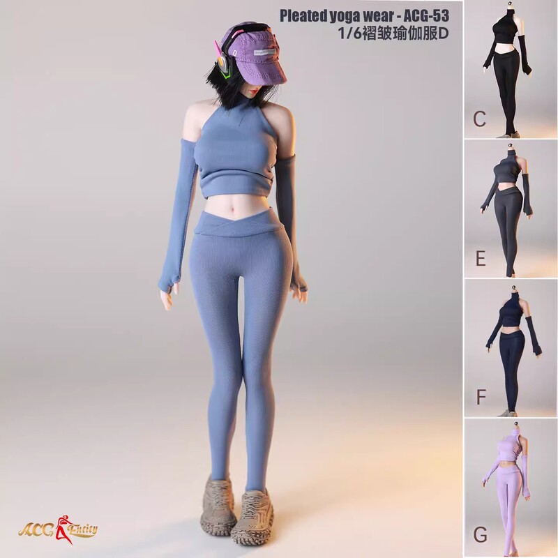 Pre-Sale 1/6 Female Soldier Costume Acg-53 Pleated Jacket Ice Silk Yoga Wear Movable Doll Clothes