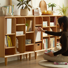 书架儿童现代家用储物柜简约矮全儿童书榉木实木落地柜书柜实木书