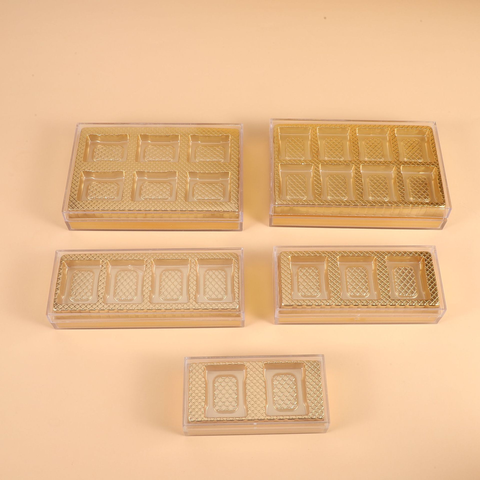 巧克力包装定 制PET镀金片材巧克力食品级金色巧克力内托盘