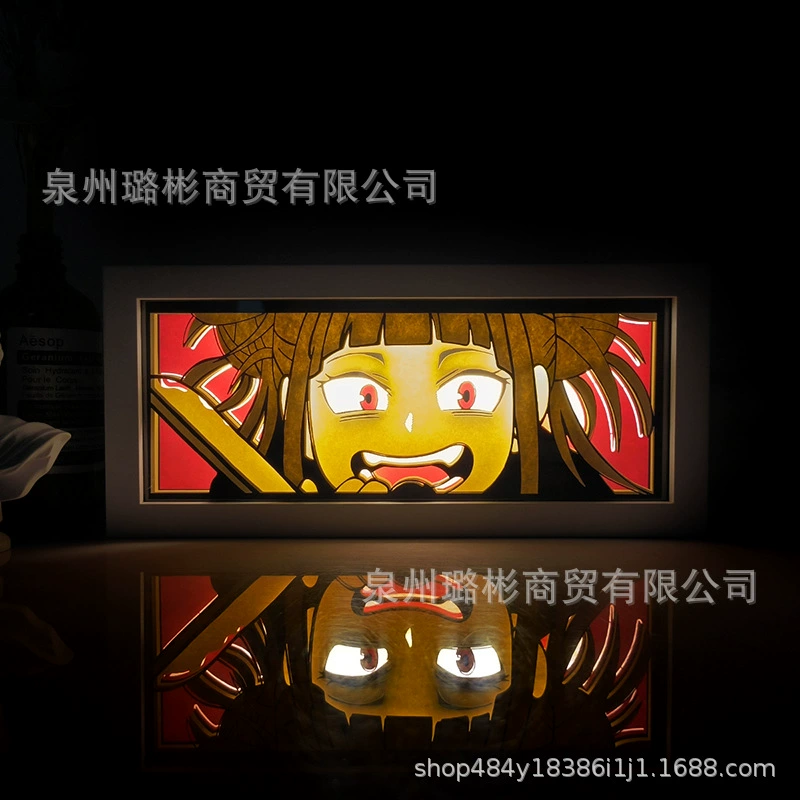 Бумажный резной светильник One Piece Luffy, деревянная рамка, настольный ночник, монохром/ RGB