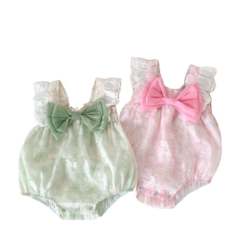 Ropa de verano del bebé mono lindo recién nacido Sling bag pedo estilo occidental ropa bebé mameluco