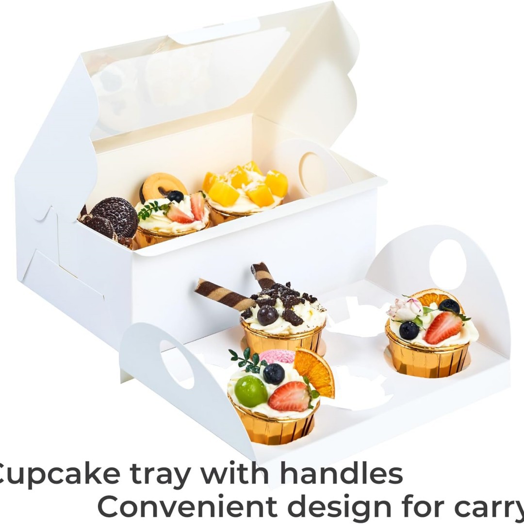 Caja de brownie de 6 cápsulas, caja de muffins de piel de vaca, caja de cupcake, caja de torta, caja de embalaje de nieve,