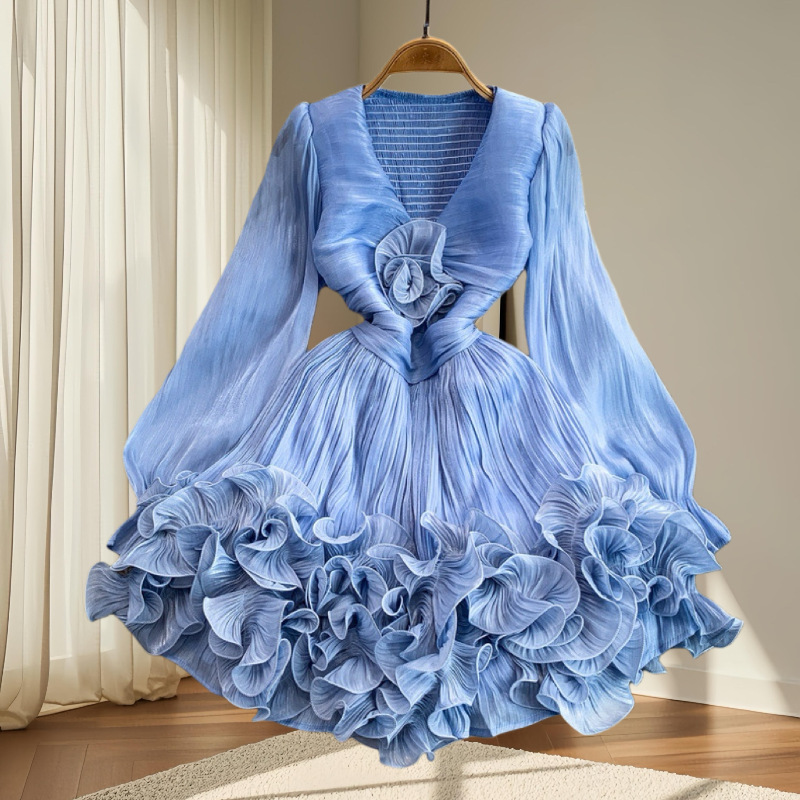 French Heavy-Duty Tassel Long-Sleeved Dress Spring New Holiday Fairy Dress Long Skirt