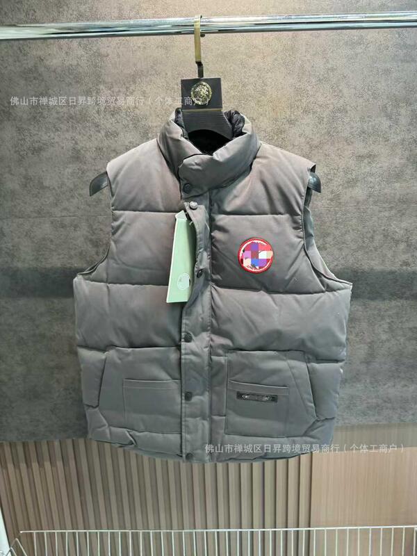 2025冬季新款大鹅排骨羽绒棉服马甲男女同款刺绣立领保暖背心外套|undefined