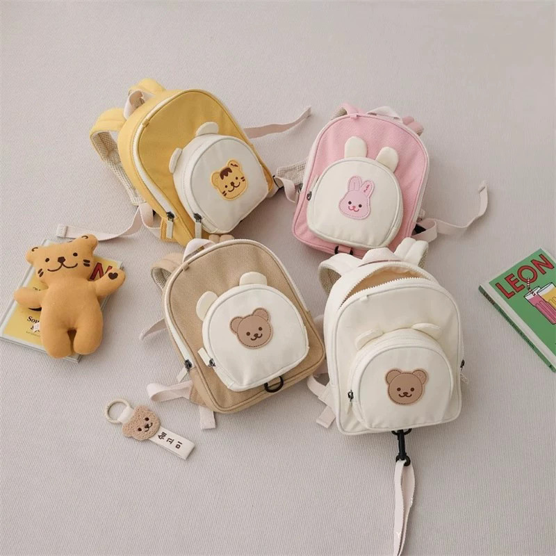 ins Korean kindergarten backpack for toddlers, anti-lost backpack for outings, travel, snack storage, double shoulder bag