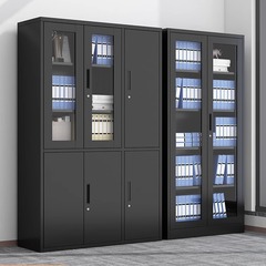 黒い書類棚の事務室は厚い鉄の皮の低い棚の財務の資料の書類棚のベランダに鍵の本棚のロッカーがあります。