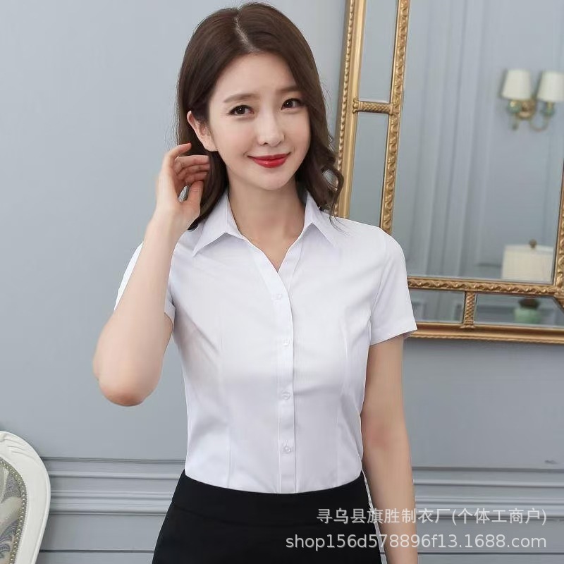 White Shirt Women's Formal Wear New Short-Sleeved Spring and Autumn Work Clothes White Shirt Business Wear Cotton Shirt Women's Wholesale