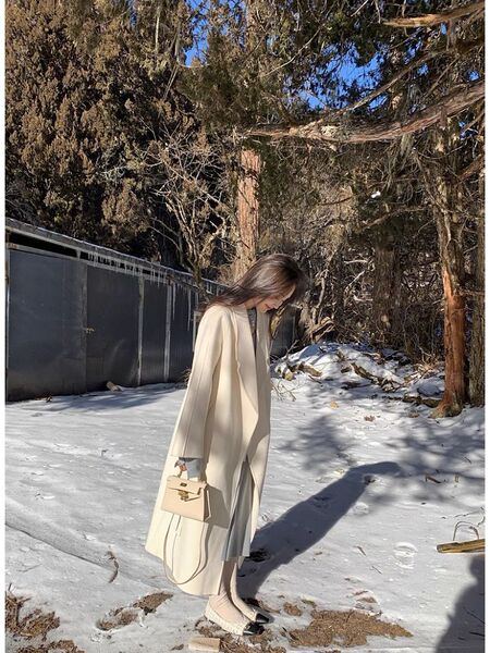 Double-sided cashmere long woolen winter woolen coat