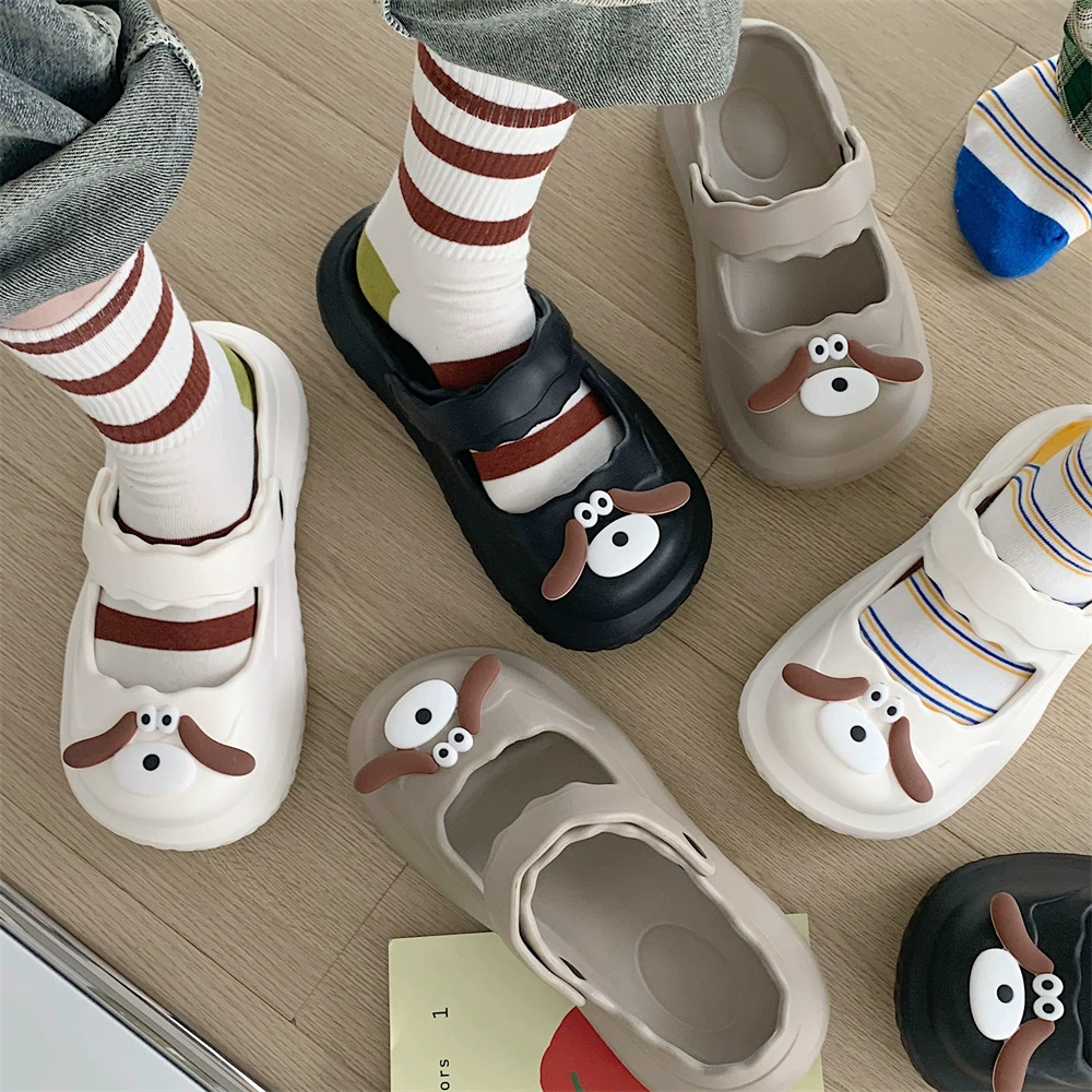 Женская летняя одежда Baotou пляжная обувь интересная Милая большая голова собака студенты шаг на дерьмо мягкое дно удобные Тапочки