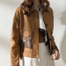 真皮皮衣女时髦短款2025春秋新款植鞣皮夹克机车年轻款时尚外套