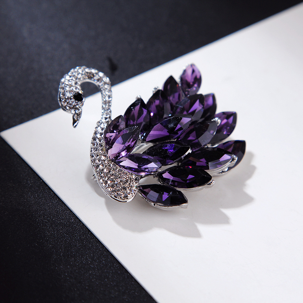 Alloy Material Swan Pattern Retro Simple Style Korean Style Pin Swan Alloy Inlay Rhinestones Unisex Brooches