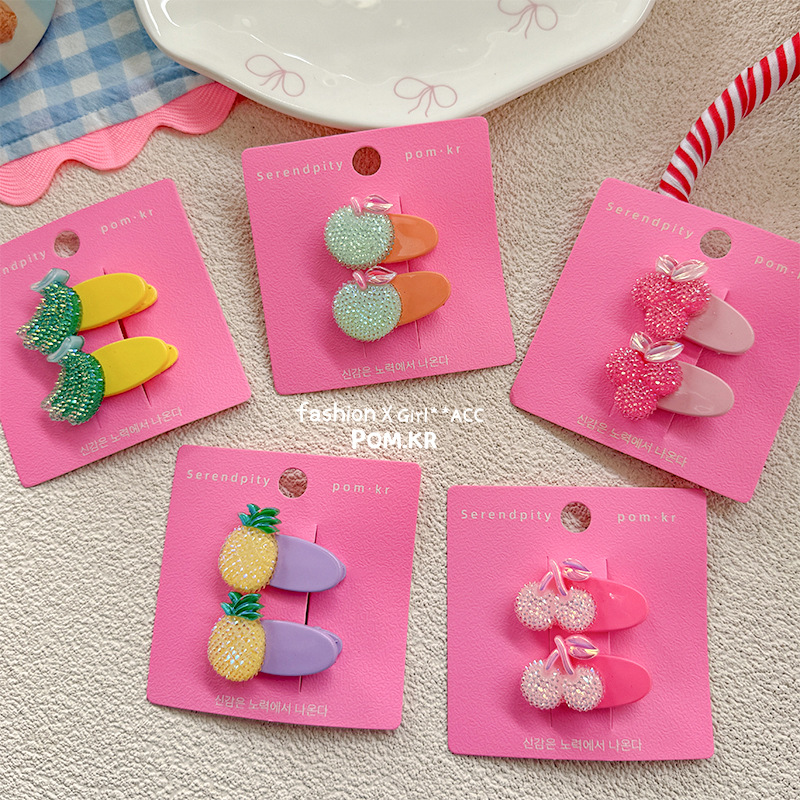 韩国新款水果闪亮水晶BB夹儿童宝宝可爱甜美侧边夹刘海碎发头饰卡