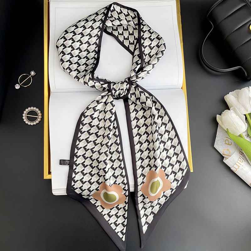 Bufanda larga pequeña para mujer primavera y verano nuevo impreso moda todo partido corbata de pelo bolsa bufanda decorativa cinta banda de pelo