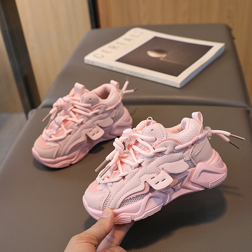 Spring and Autumn New Children's Sports Shoes Boys' Breathable Mesh Shoes Korean Version Girls' Dad's Shoes Kindergarten Running Shoes Wholesale