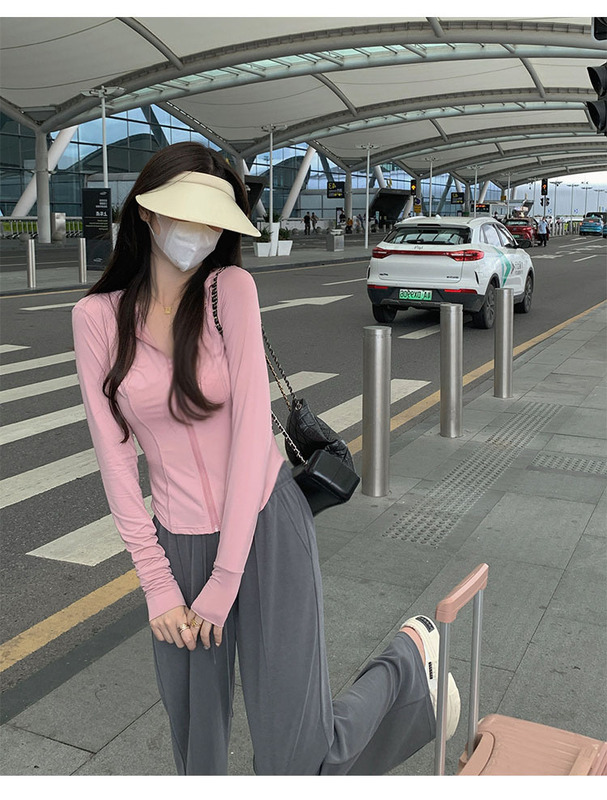 Summer new sun protection shirt Women's outer wear UV protection breathable Ice Silk long sleeve waist slimming cardigan short coat