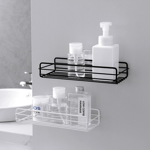 Bathroom rack without punching wholesale metal iron art black corner shower bathroom bathroom wall hanging rack