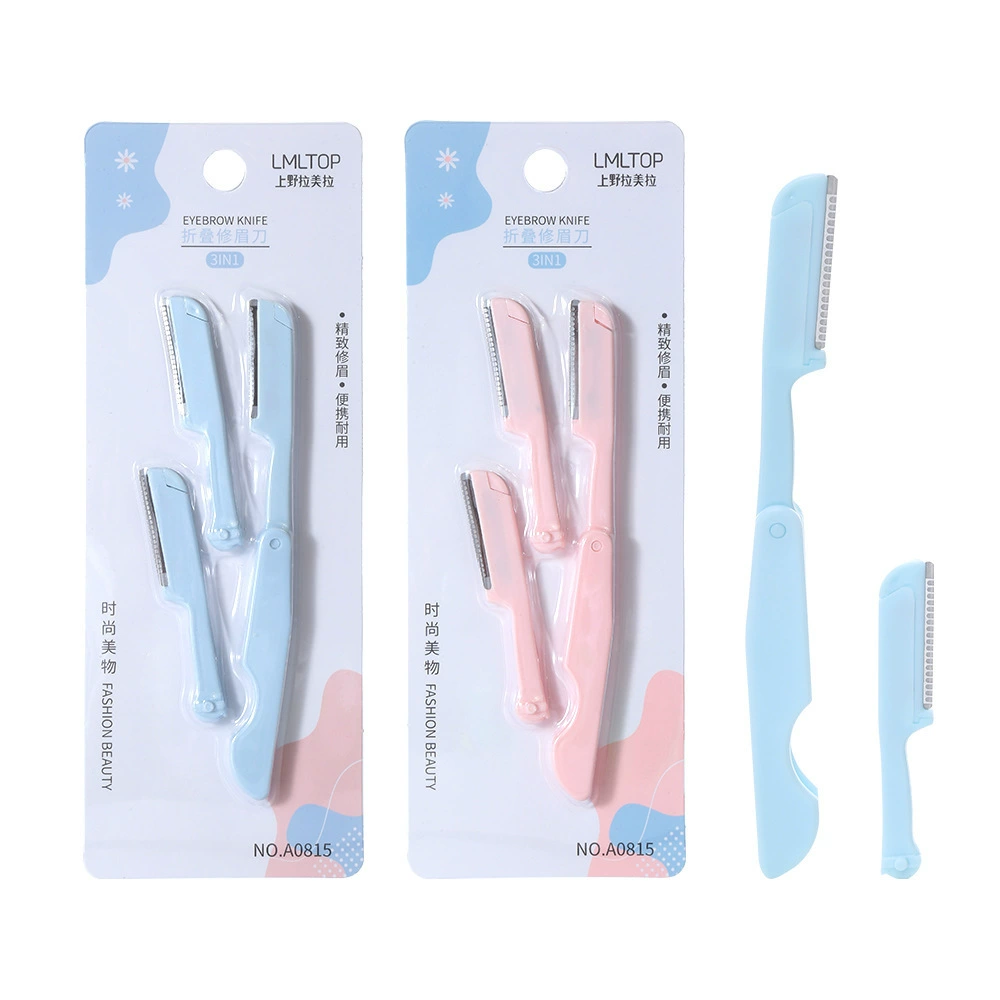 Folding razor, changeable blade stainless steel, 3 pieces