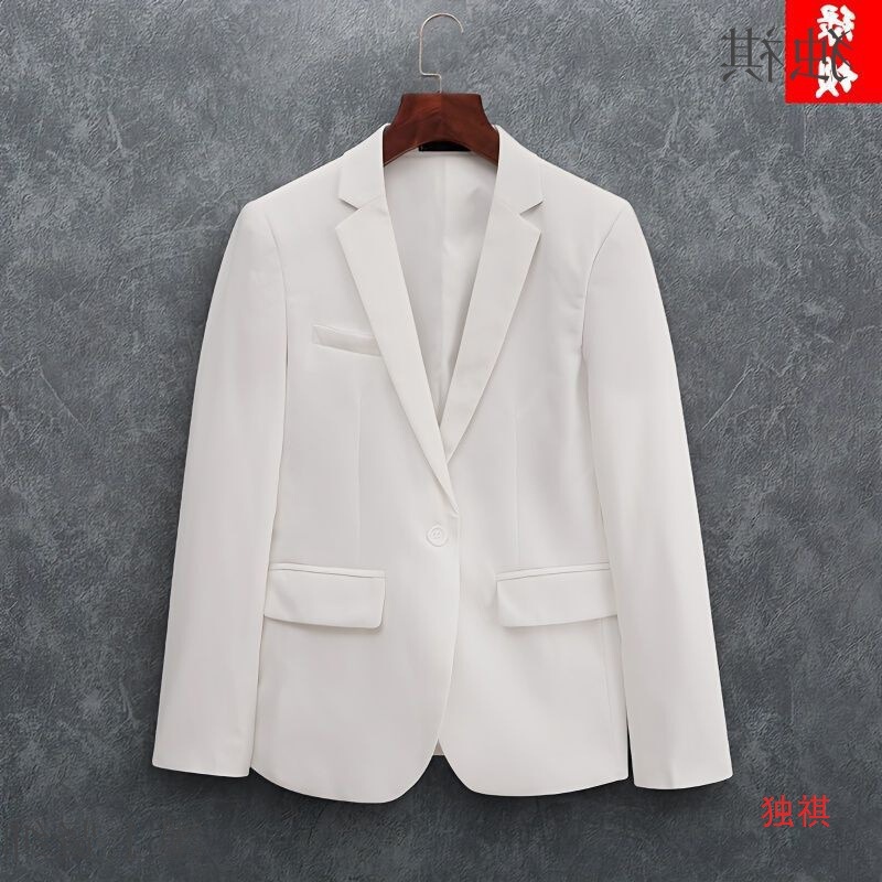 All-match New Coat Casual Single Suit Spring and Autumn Jacket One Single-breasted Men's plus size White Suit for Men