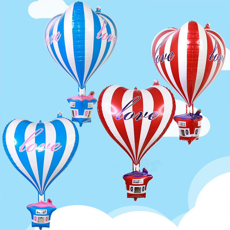 New 4D Heart Floating Hot Air Balloon Aluminum Foil Balloon Valentine's Day Party Mall Event Birthday Decoration Wholesale